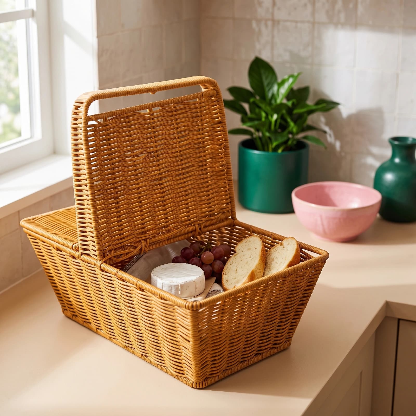 Khous Storage Basket with Lid - Light Brown - Home Decor