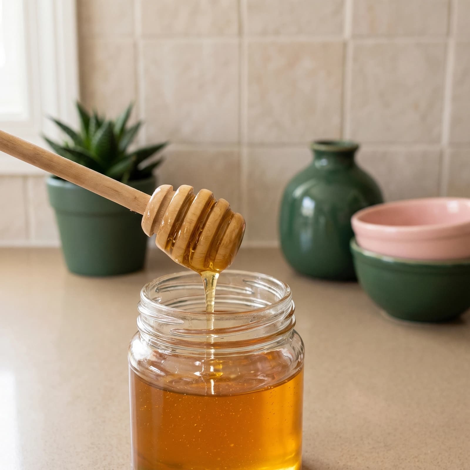 Wood Honey Dipper Stick - Natural Light Brown - Kitchen essentials