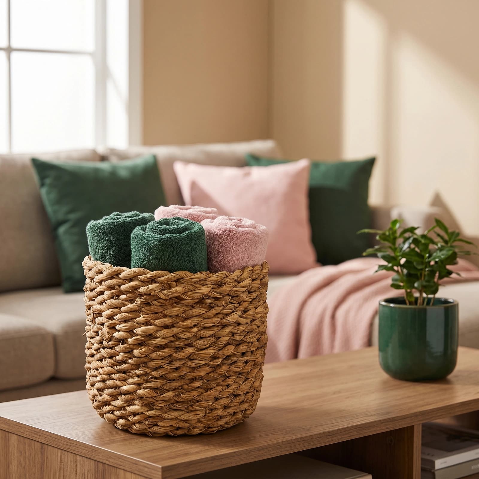 Natural Khous Storage Basket Set - 3 Pieces - Home Organizers