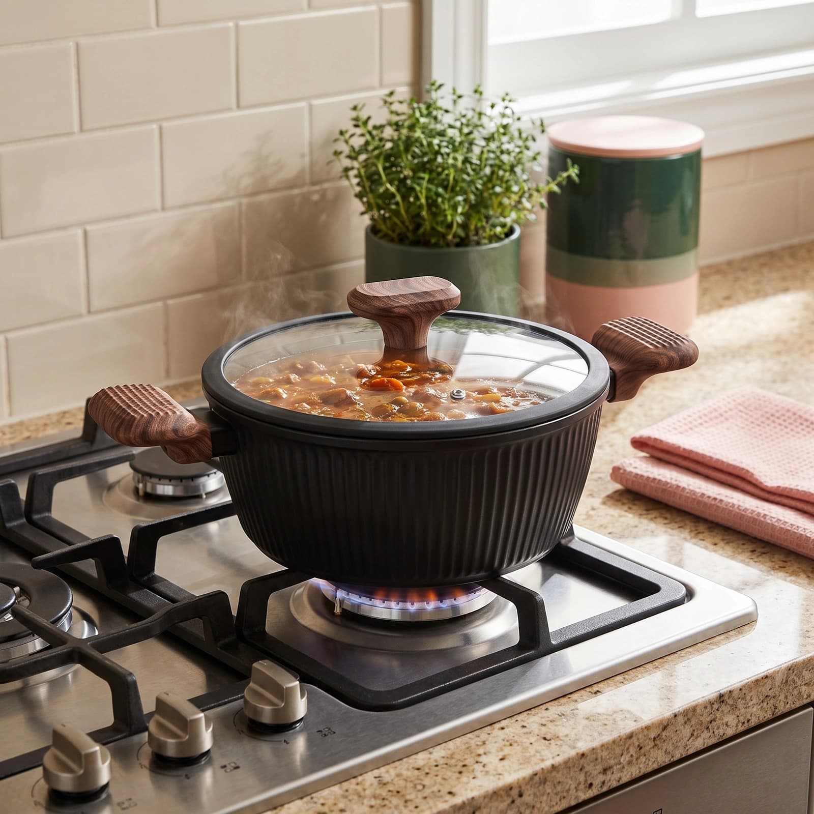 Baroly Black Ceramic Casserole Pot 22CM - Cookware