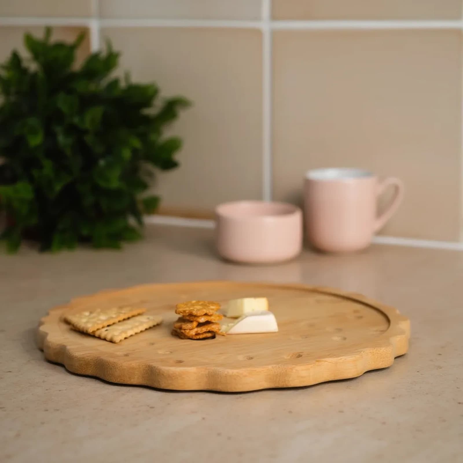 Bamboo Biscuit Coaster - Round Light Brown - Serving trays