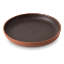 Single round black and brown melamine plate with a matte finish on a white background - view 2