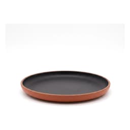 Single round black and brown melamine plate with a matte finish on a white background - view 3