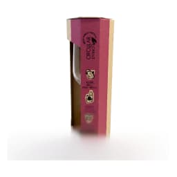 Clear glass champagne flute with a slender stem and wide base, next to a brown and pink retail box for a 2-piece set, 185ml… - view 2