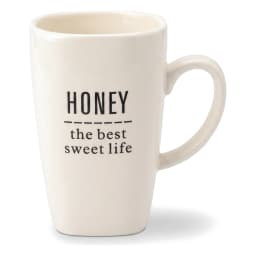 Single white ceramic mug with 'Honey the best sweet life' quote in black text, on a white background. - view 2